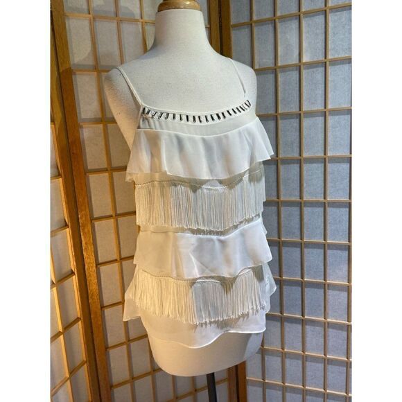 WHBM Med Fringe Sleeveless Blouse - Picture 9 of 16